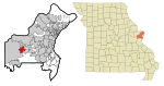 St. Louis County Missouri Incorporated and Unincorporated areas Ellisville Highlighted